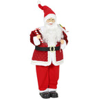 Papá Noel animado de 120 cm con traje rojo y bastón de caramelo, vista completa sobre fondo blanco