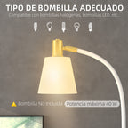 Lámpara de pie de lectura blanca y dorada, vista 6