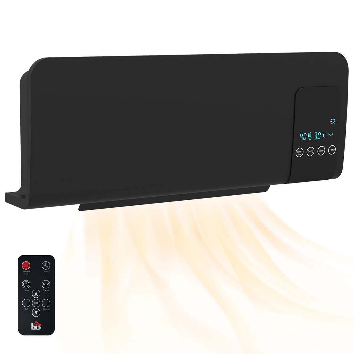 Calefactor de pared negro, vista frontal