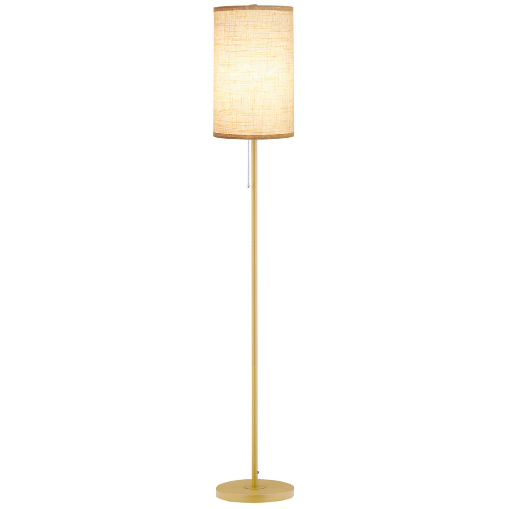 Lámpara de pie con mástil dorado y pantalla de lino crema, vista 6