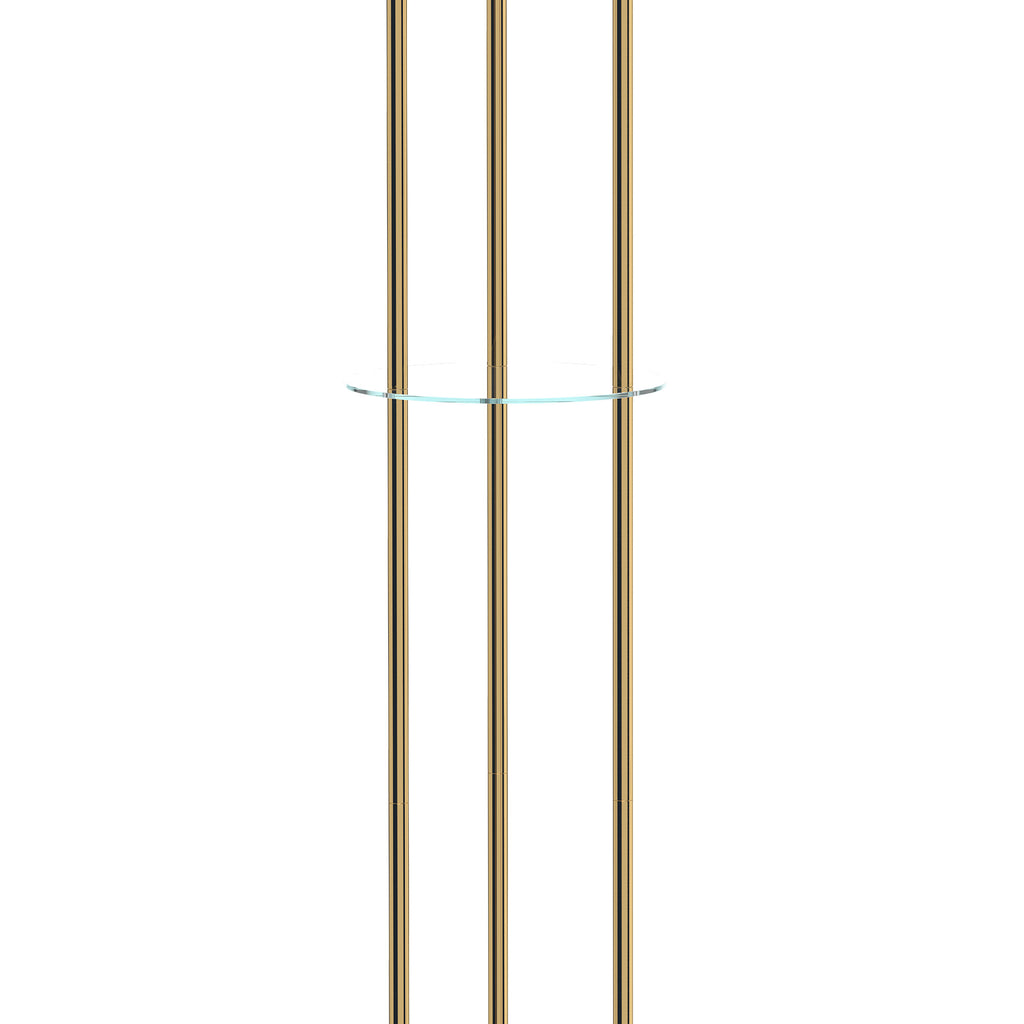 Lámpara de pie dorada de 3 luces con repisa de vidrio, vista 7