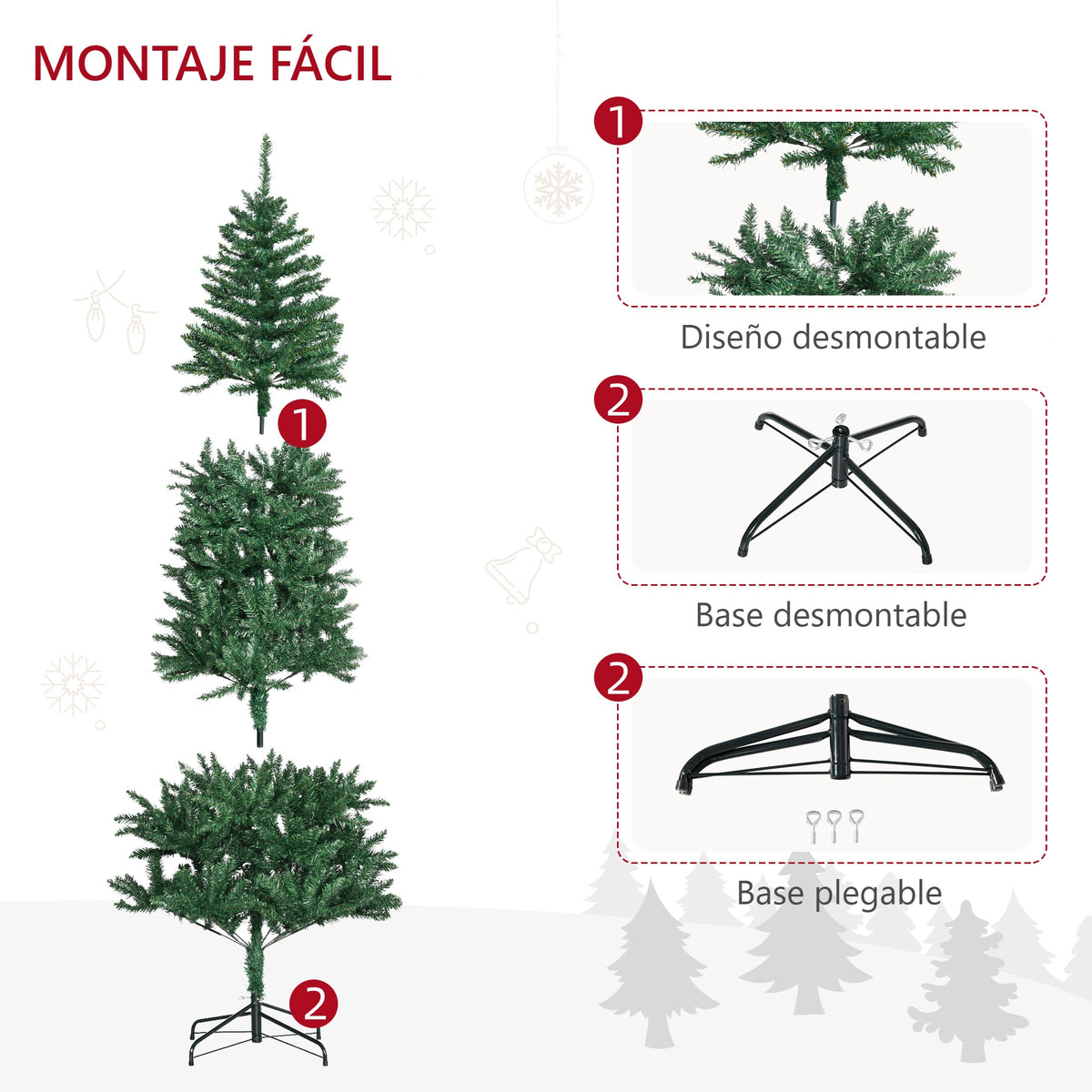Montaje fácil: diseño desmontable, base desmontable y plegable