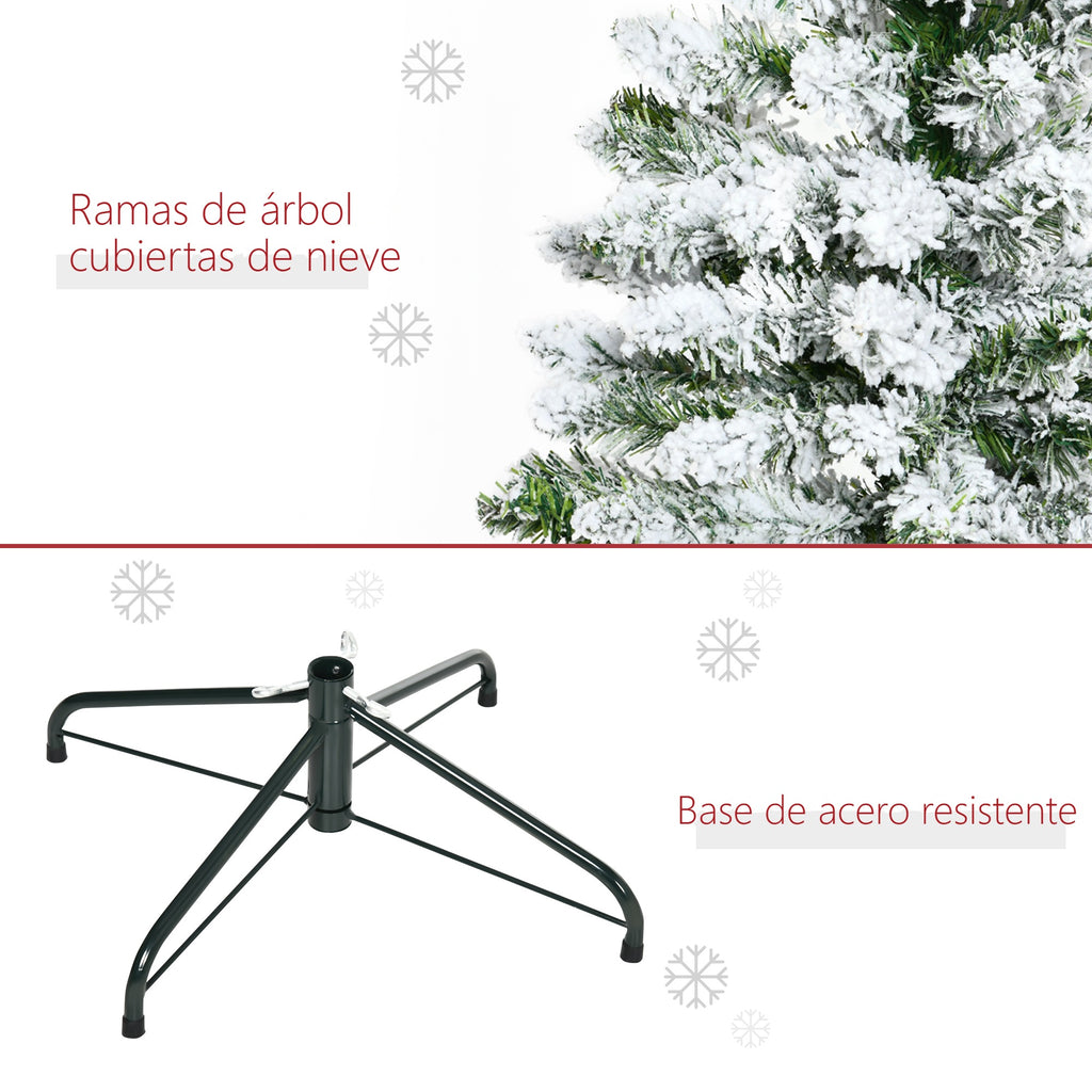 Ramas cubiertas de nieve y base de acero resistente