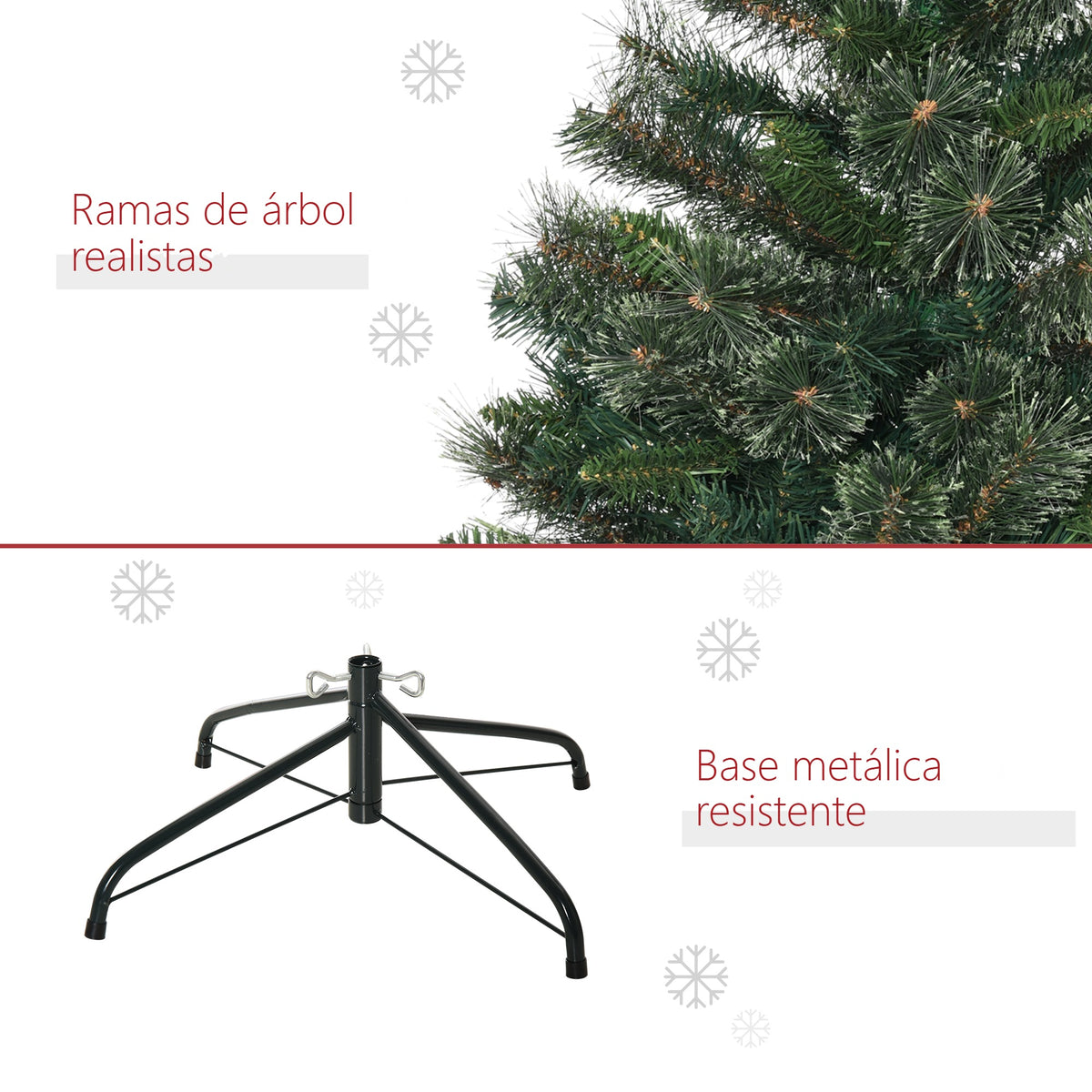 Ramas de árbol realistas y base metálica resistente
