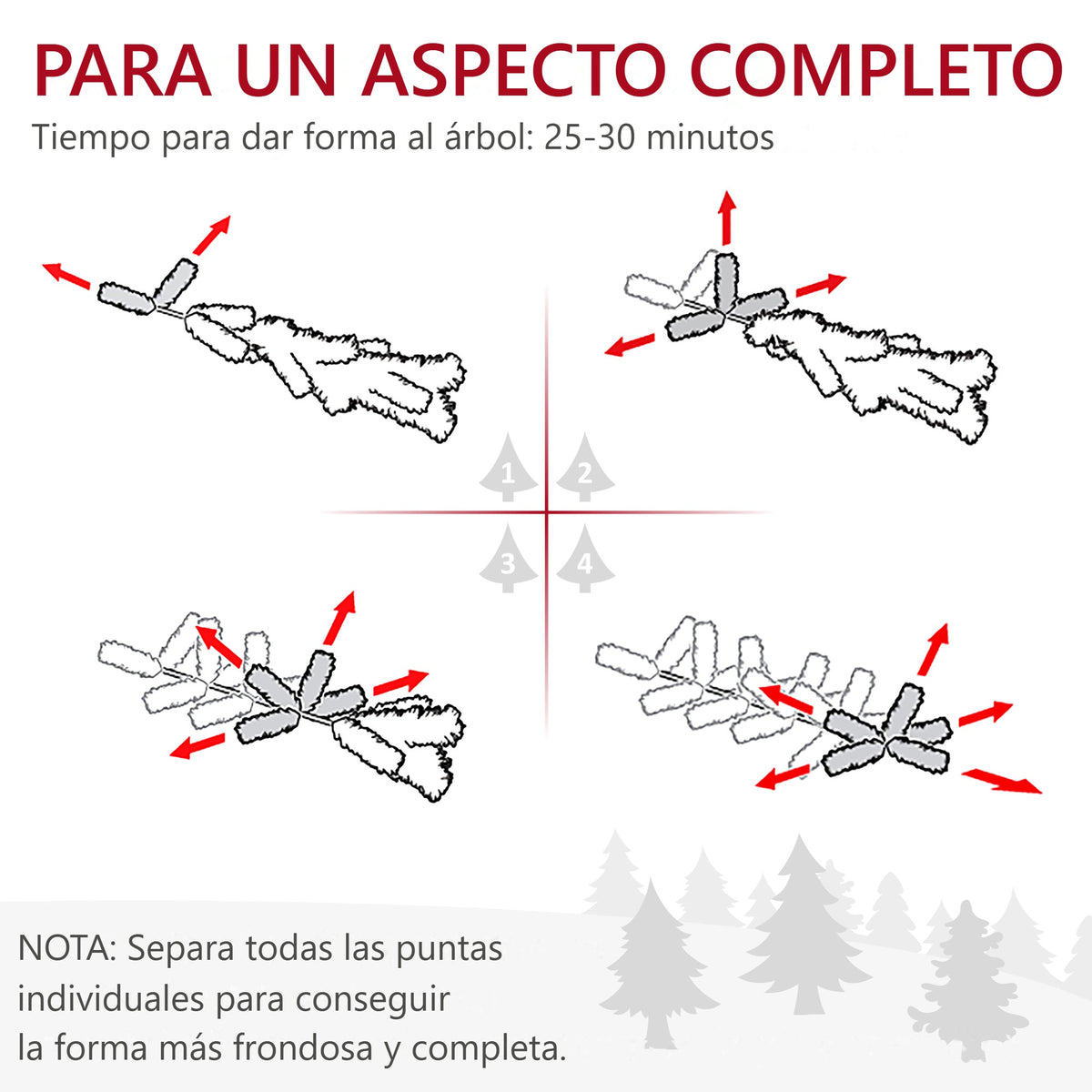 Pasos para dar forma a las ramas del árbol, 25-30 minutos