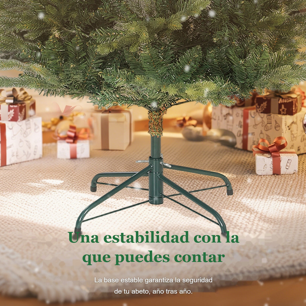 Una estabilidad con la que puedes contar: base metálica estable del abeto de Navidad