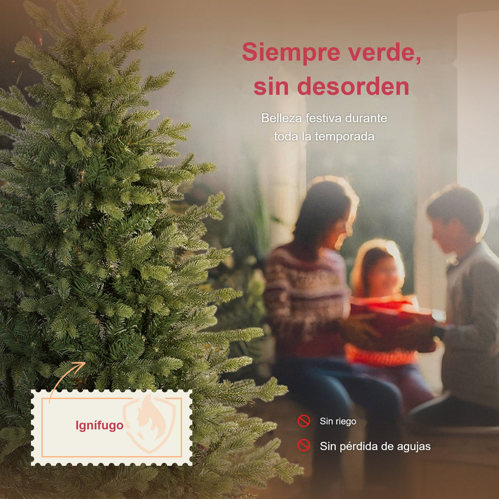 Siempre verde, sin desorden: abeto de Navidad realista con ignífugo, sin riego y sin pérdida de agujas