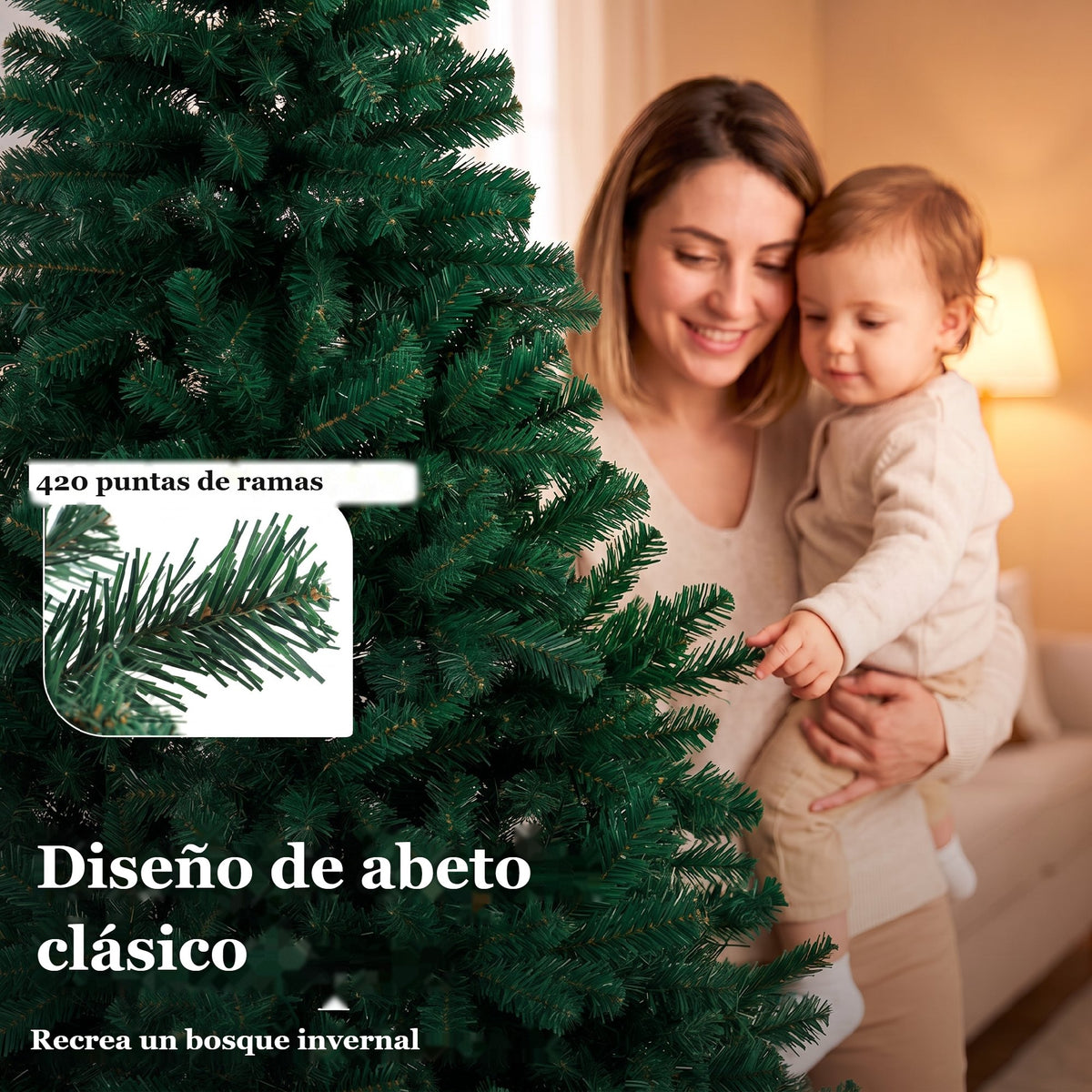 Diseño de abeto clásico: detalle de 420 puntas de ramas del abeto de Navidad