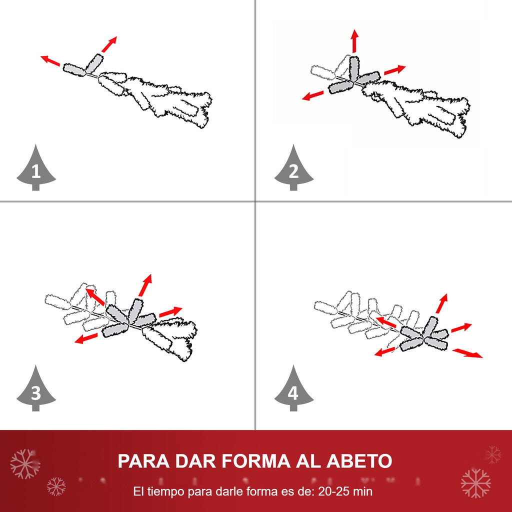 Para dar forma al abeto: cuatro pasos para abrir las ramas, con un tiempo de 20 a 25 minutos