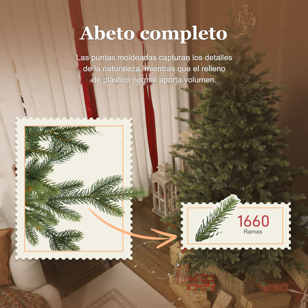 Abeto completo: detalle de las puntas moldeadas y de las 1660 ramas del abeto de Navidad