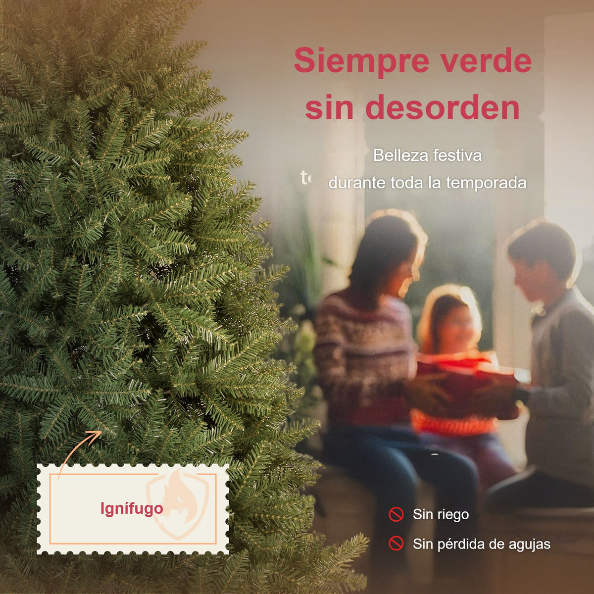 Siempre verde, sin desorden: abeto de Navidad denso con ignífugo, sin riego y sin pérdida de agujas