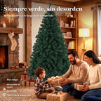Siempre verde, sin desorden: abeto de Navidad junto a una chimenea y una familia con regalos