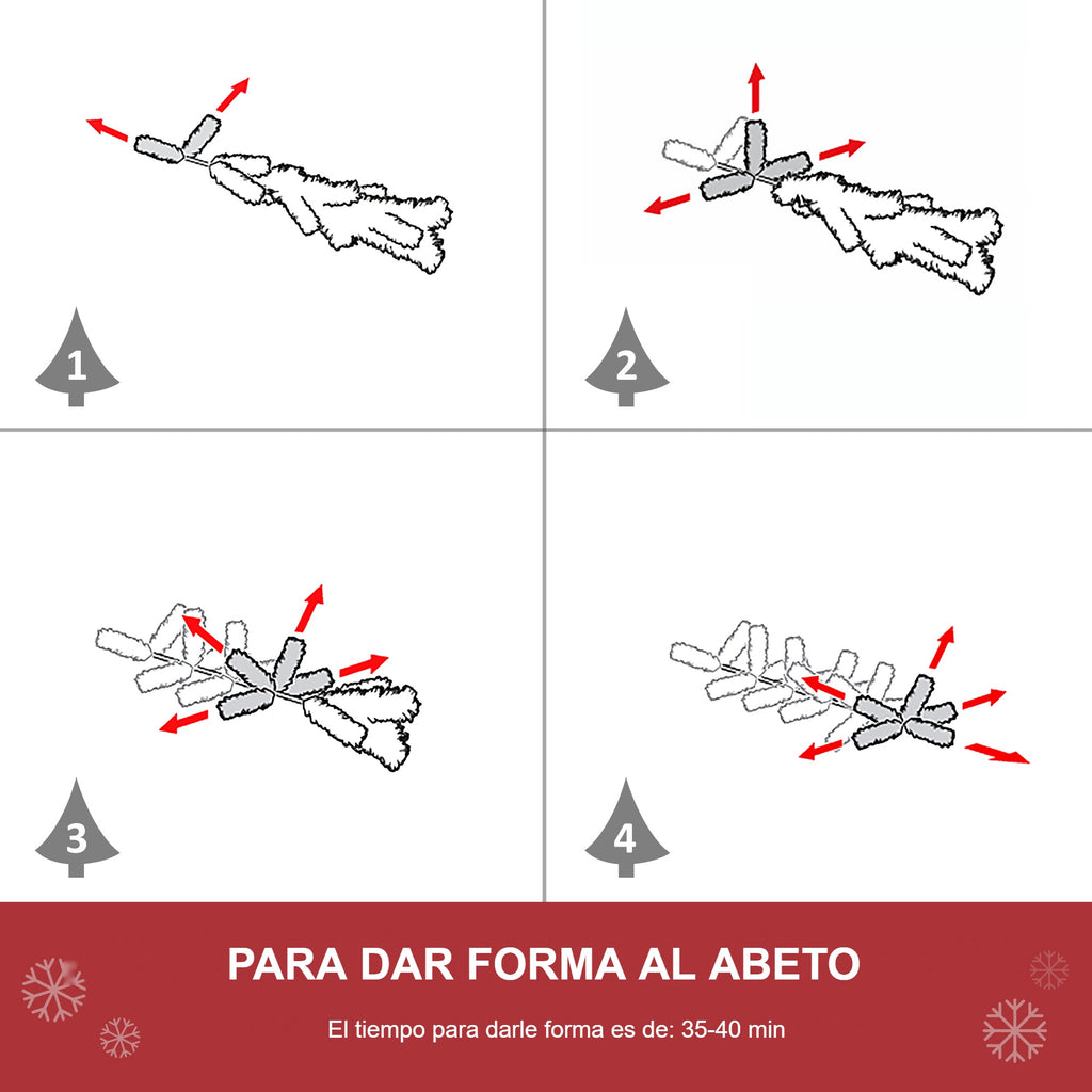 Para dar forma al abeto: cuatro pasos para abrir las ramas, con un tiempo de 35 a 40 minutos