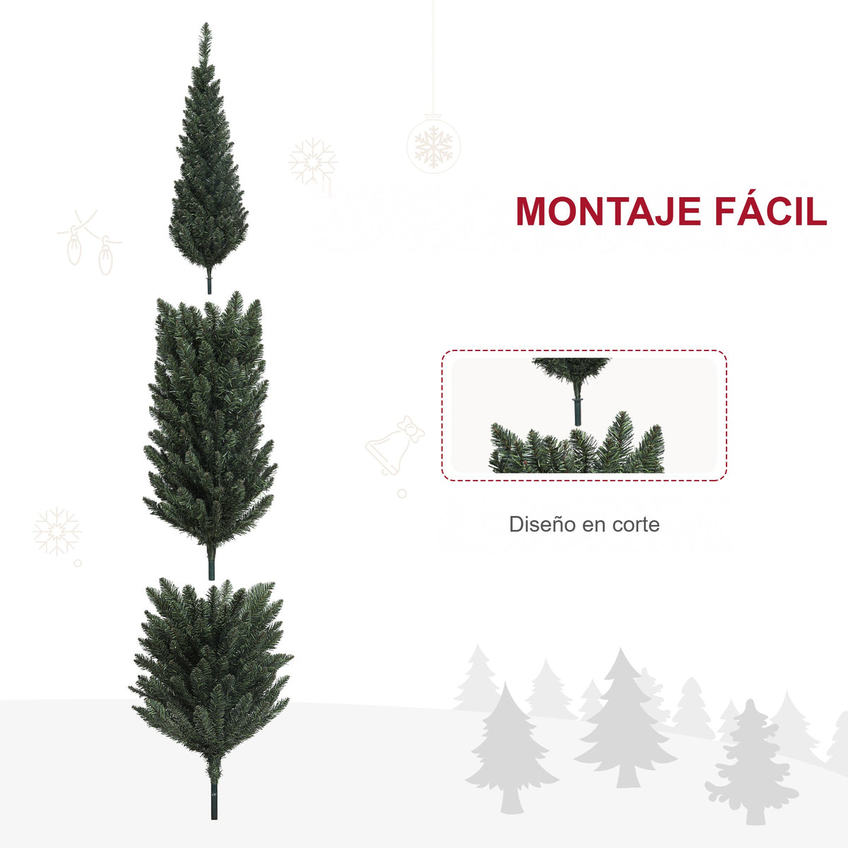 Montaje fácil: abeto en varias partes con diseño en corte