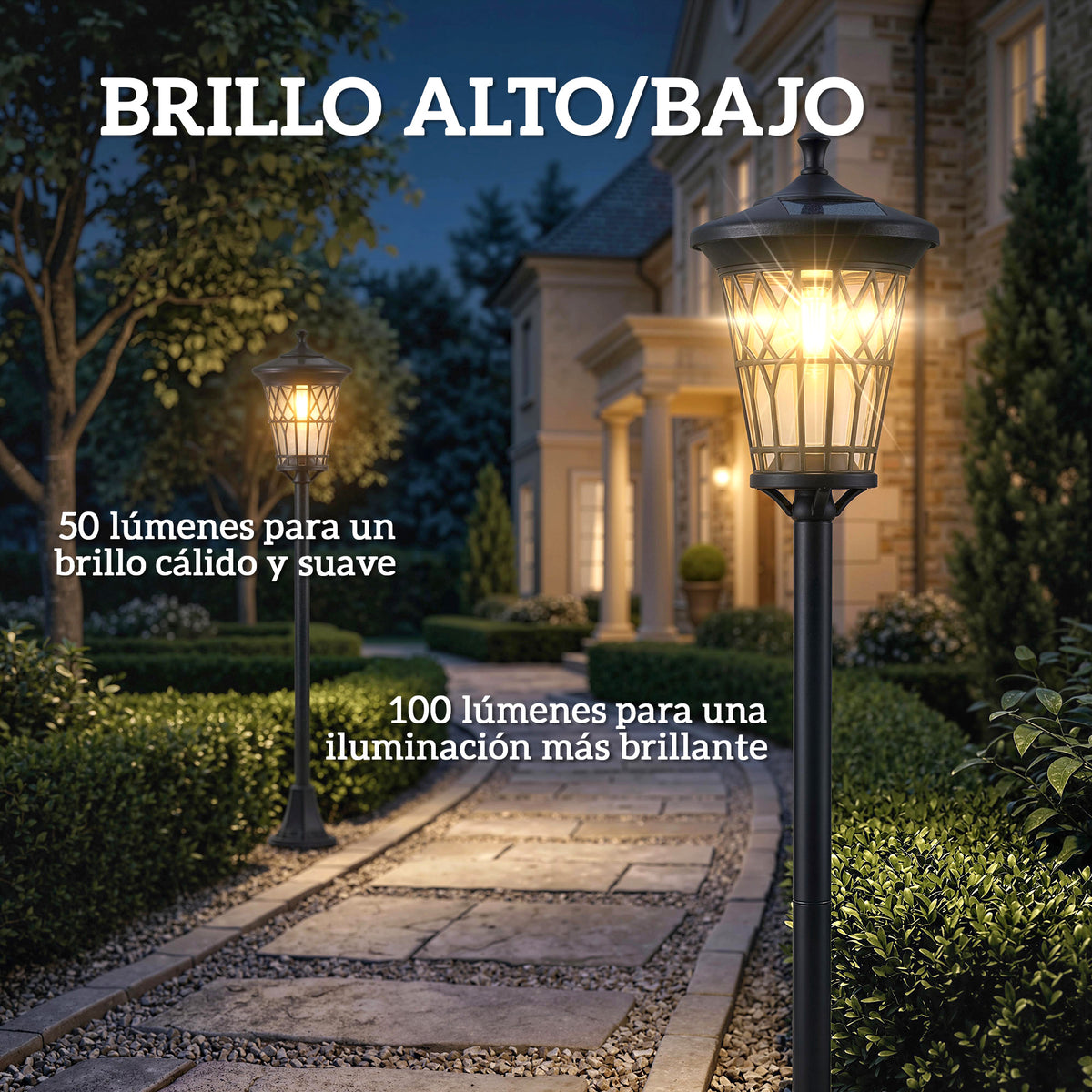 Dos modos de brillo de 50 y 100 lúmenes