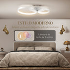 Plafón LED de tres aros de estilo moderno en un dormitorio