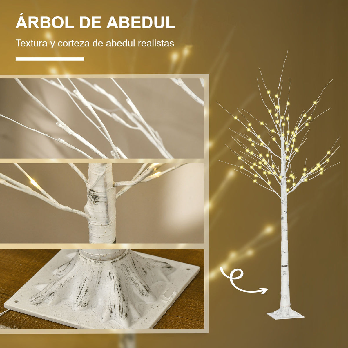 Árbol de abedul: textura y cortezas de abedul realistas con detalle de la base