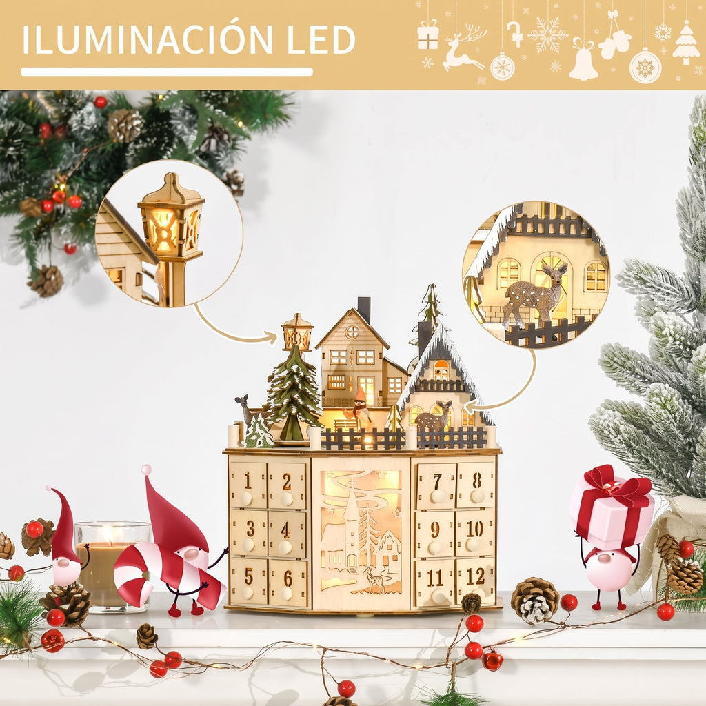 Calendario 2 en 1 de decoración navideña