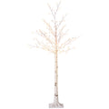 Árbol de abedul artificial blanco de 150 cm con 120 luces LED sobre fondo blanco