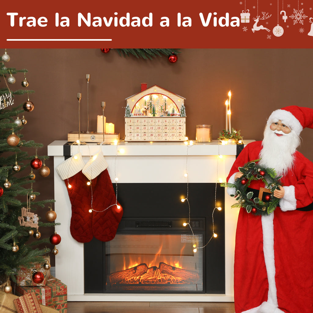 Trae la Navidad a la vida: calendario de Adviento sobre una chimenea junto a un Papá Noel
