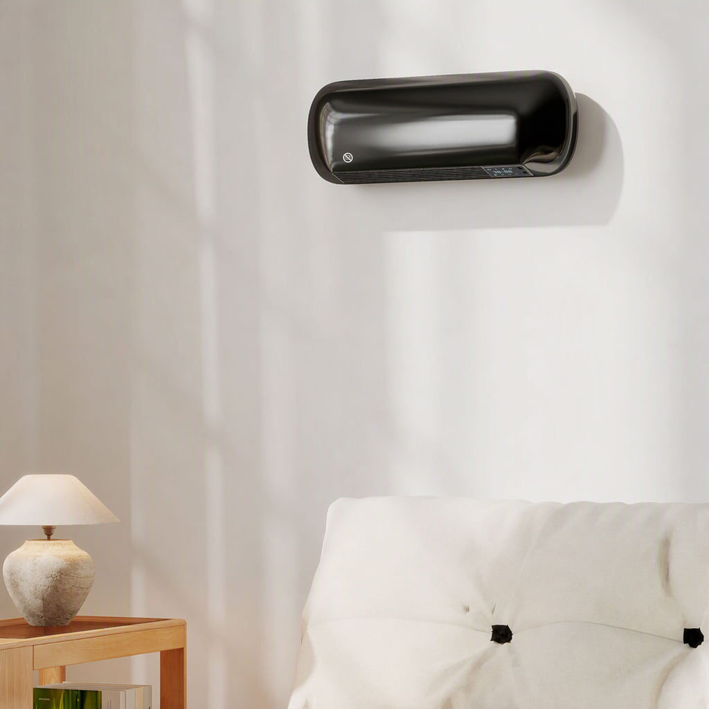 Calefactor de pared negro con mando a distancia