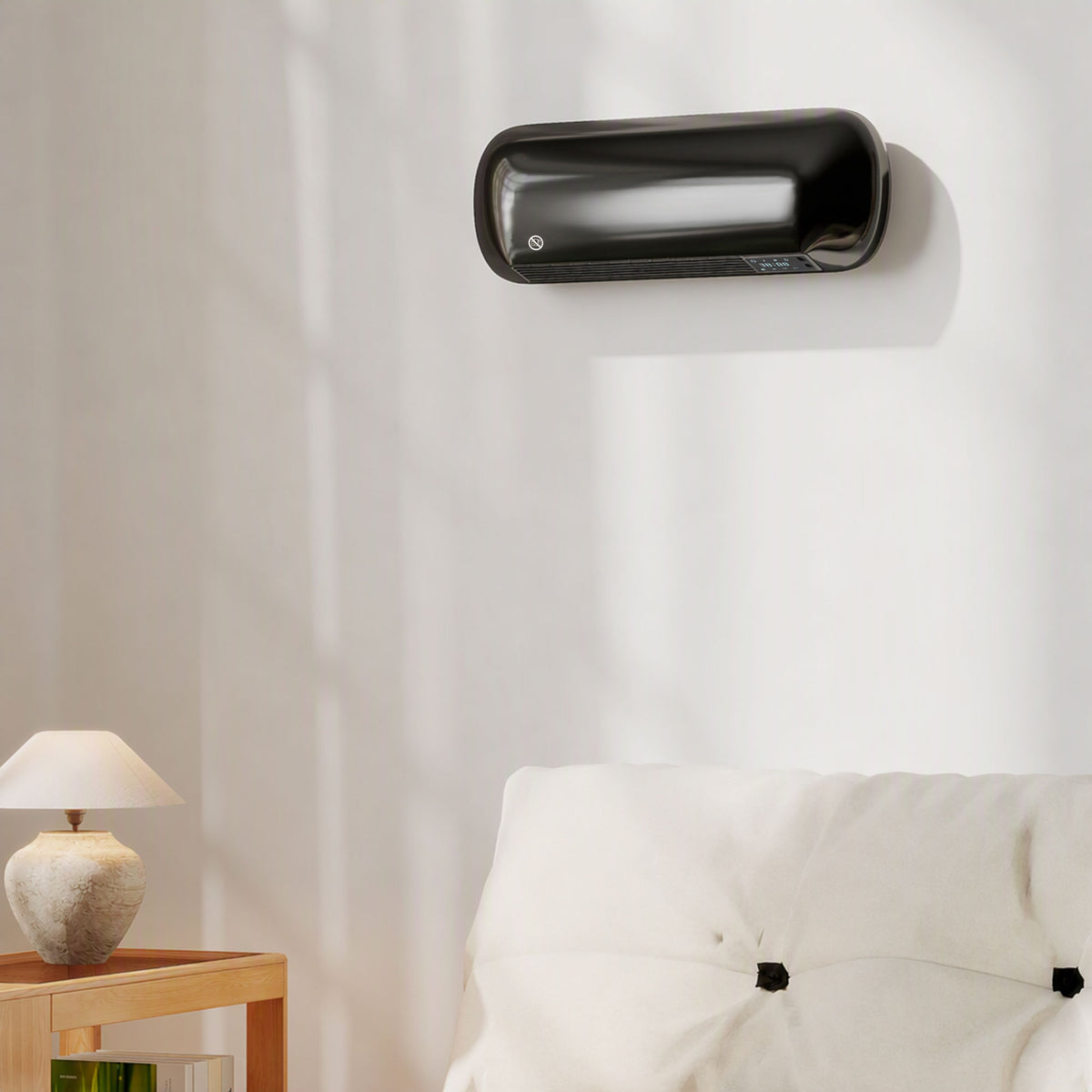 Calefactor de pared negro con mando a distancia