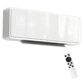 Calefactor eléctrico de pared blanco con panel de vidrio sobre fondo blanco