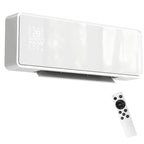 Calefactor eléctrico de pared blanco con panel de vidrio sobre fondo blanco
