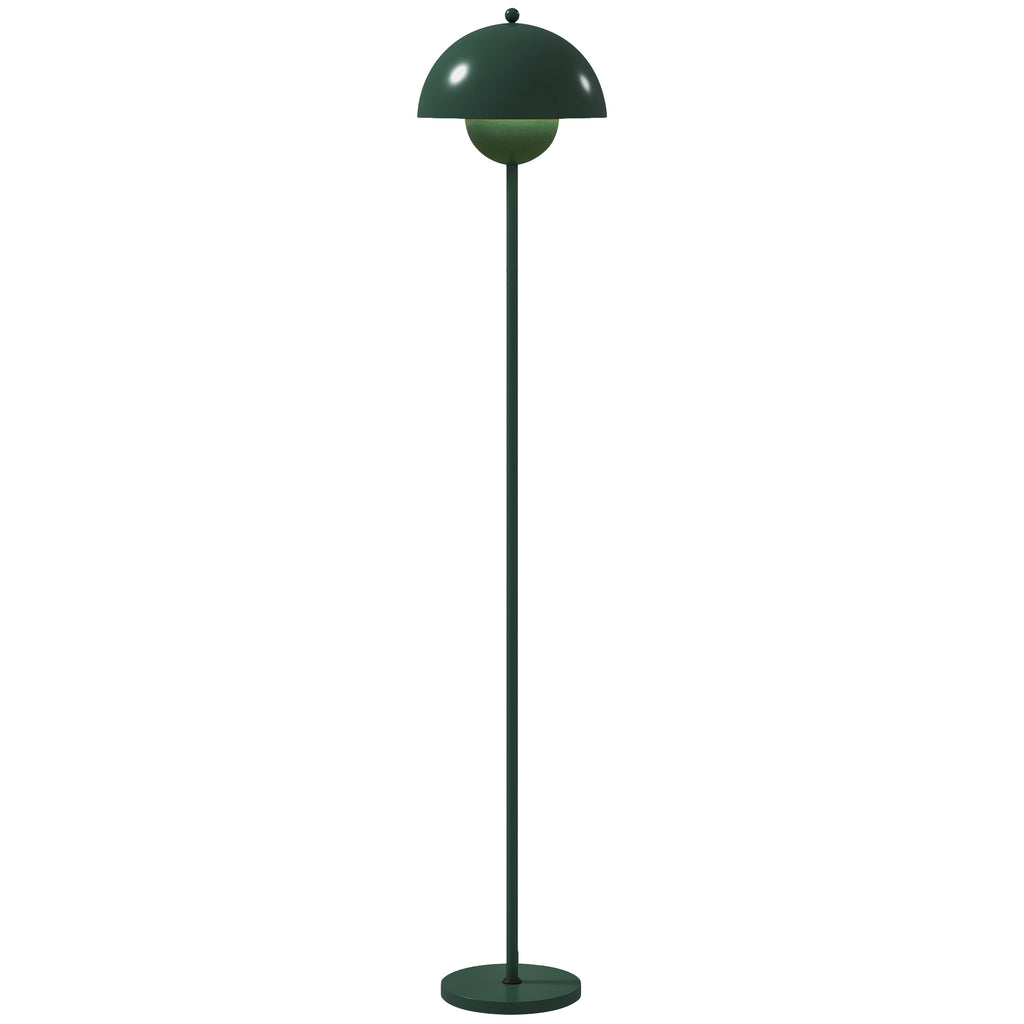 Lámpara de pie verde con pantalla de cuenco, vista frontal