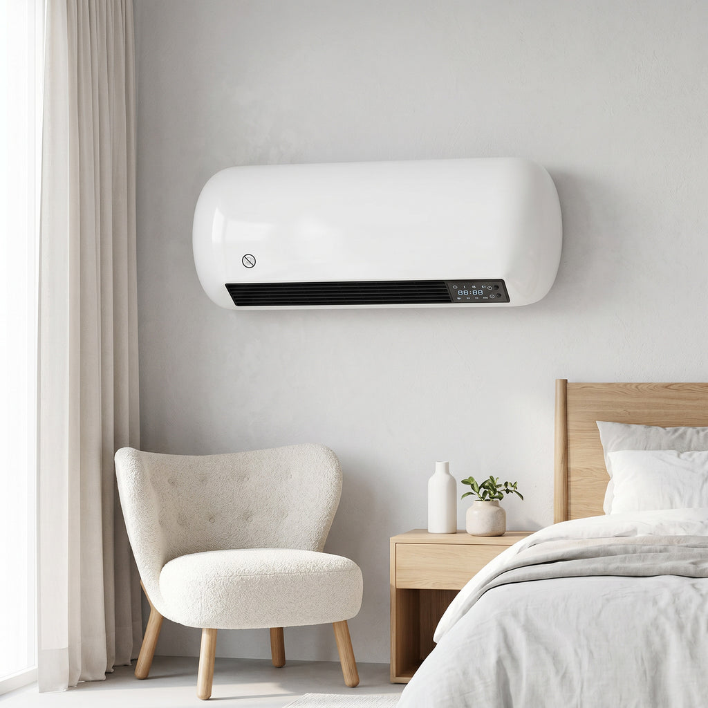 Calefactor de pared blanco en un salón