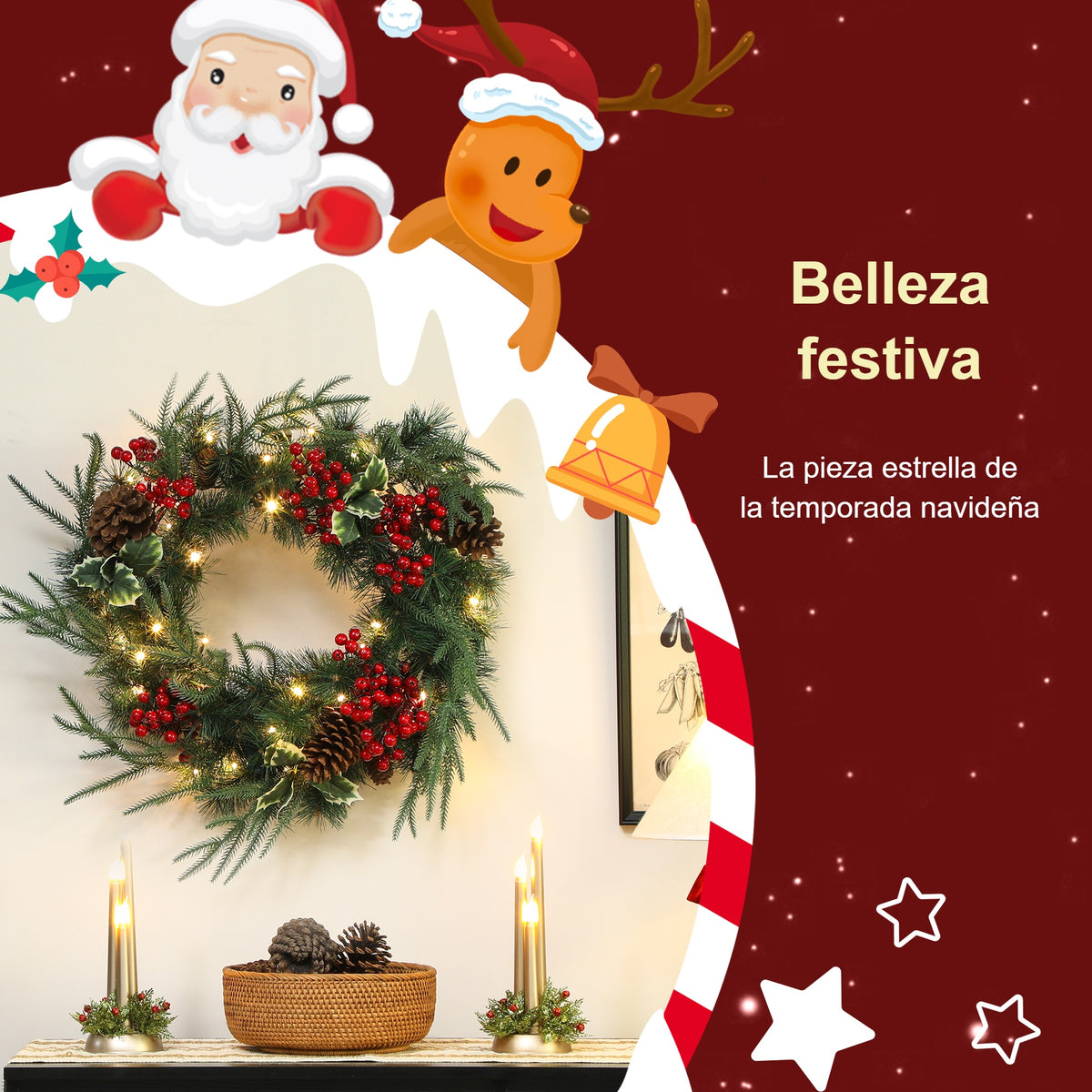 Belleza festiva: la corona de Navidad de 60 cm, pieza estrella de la temporada navideña