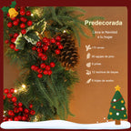 Predecorada: corona con 170 ramas, 50 agujas de pino, 9 piñas, 12 racimos de bayas y 8 hojas de acebo