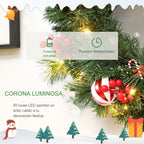 Corona luminosa: funcionamiento con pilas, función temporizador y 50 luces LED de luz cálida
