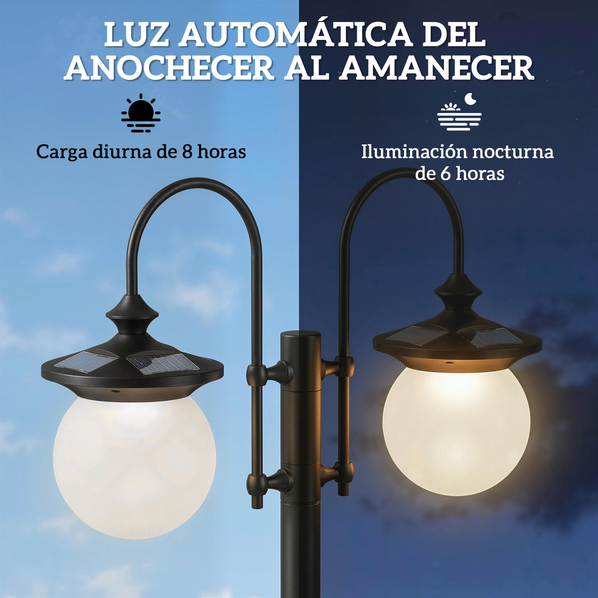 Altura ajustable de la farola solar
