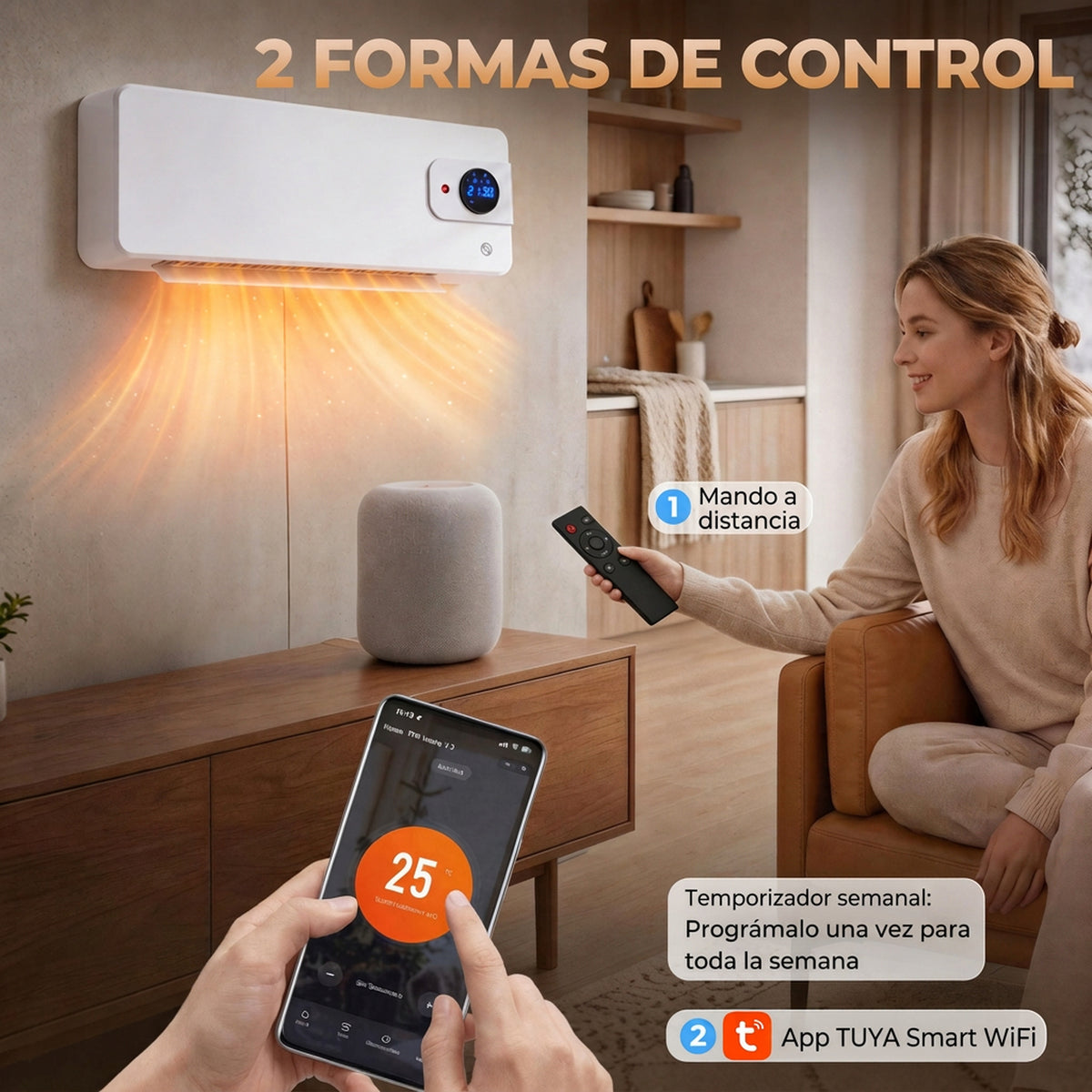 Control con app Tuya, Alexa, Google Assistant o mando