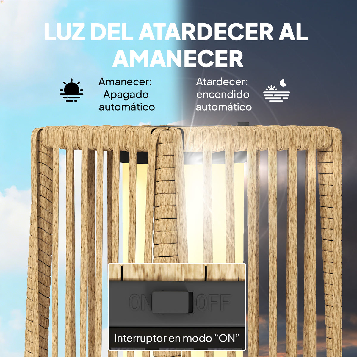 Cinco horas de carga y ocho horas de luz