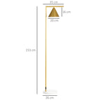 Medidas de la lámpara de pie: 153 cm de alto, 35 cm de ancho, pantalla de 20 por 16 cm y base de 26 cm