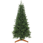 Árbol de Navidad con base de madera, vista frontal