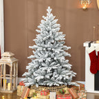 Árbol de Navidad nevado de 150 cm junto a una linterna y regalos