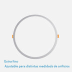 Downlight LED empotrable de 15 W con corte ajustable para distintas medidas de agujero