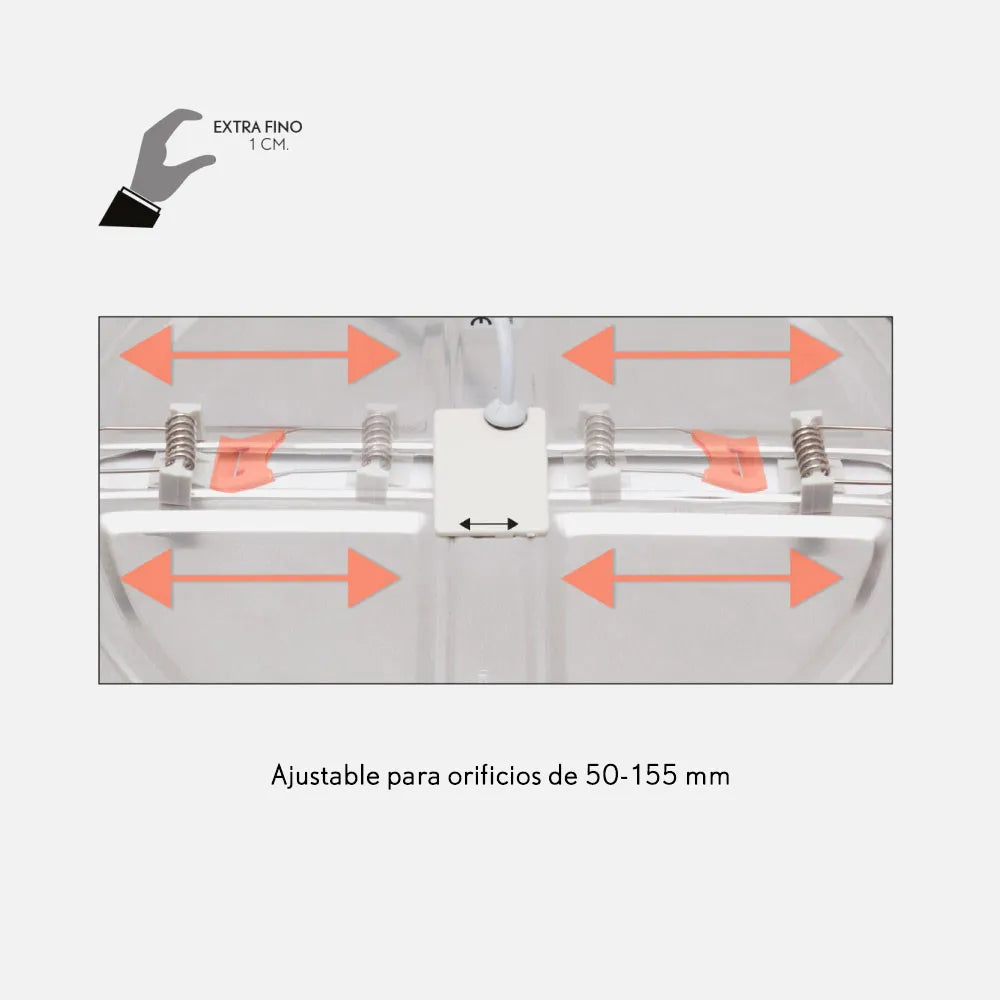 Downlight LED empotrable cuadrado de 15 W de aluminio y policarbonato