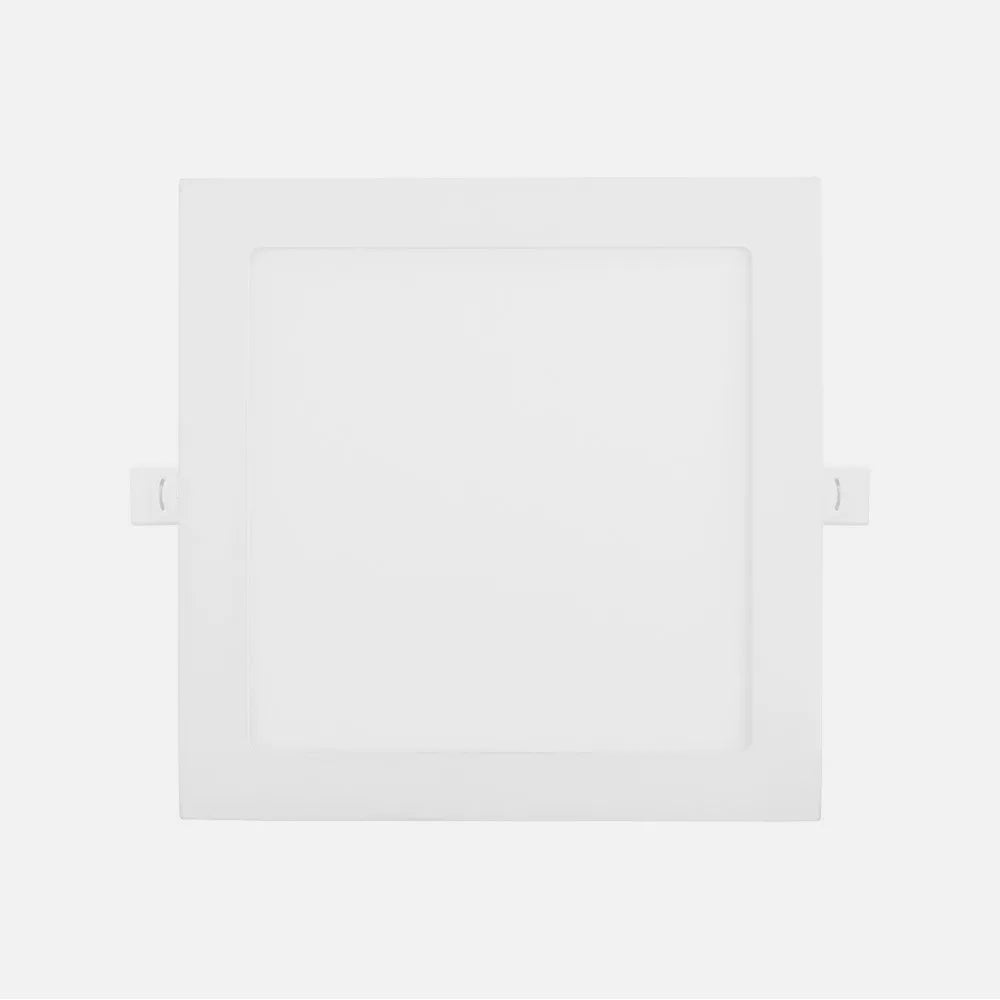 Downlight LED empotrable cuadrado blanco de 24 W visto de frente