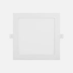 Downlight LED empotrable cuadrado blanco de 22,5 por 22,5 cm, vista frontal
