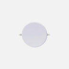 Downlight LED empotrable redondo blanco de 18 W y 2 cm de altura visto de frente