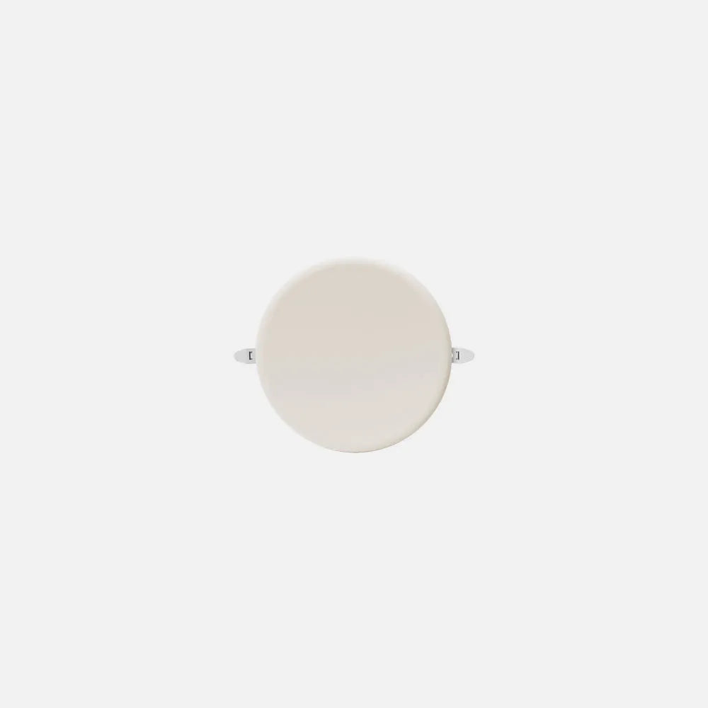Downlight LED empotrable redondo blanco de 9 W y 2 cm de altura visto de frente