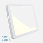 Downlight LED cuadrado de superficie blanco de 22,5 por 22,5 cm