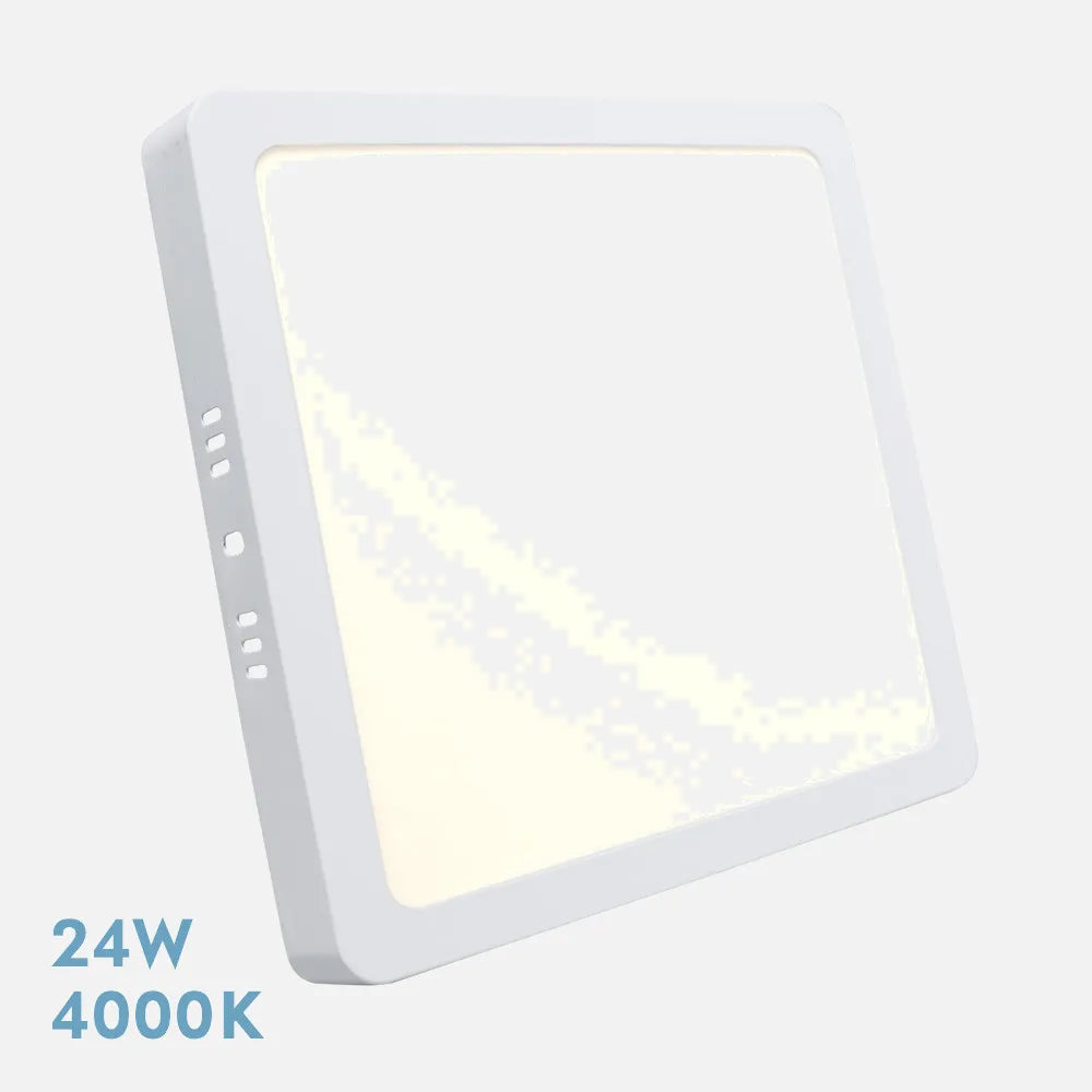 Downlight LED cuadrado de superficie blanco de 28,5 por 28,5 cm