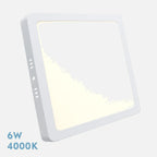 Downlight LED cuadrado de superficie blanco de 12 por 12 cm