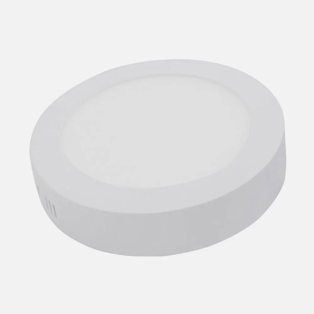 Dos vistas de un downlight LED de superficie blanco de 24 W con tres tonos de luz seleccionables