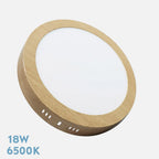 Downlight LED de superficie redondo acabado haya de 21 cm de diámetro
